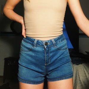 high waisted jean shorts